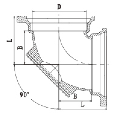 B型90度帶門(mén)彎頭結構圖