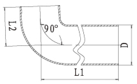 W型90度加長(cháng)彎頭結構圖